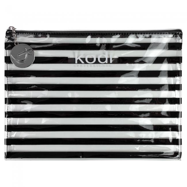 Kodi Professional Flat Transparent Cosmetic Bag with Black Stripes 25х33 cm
